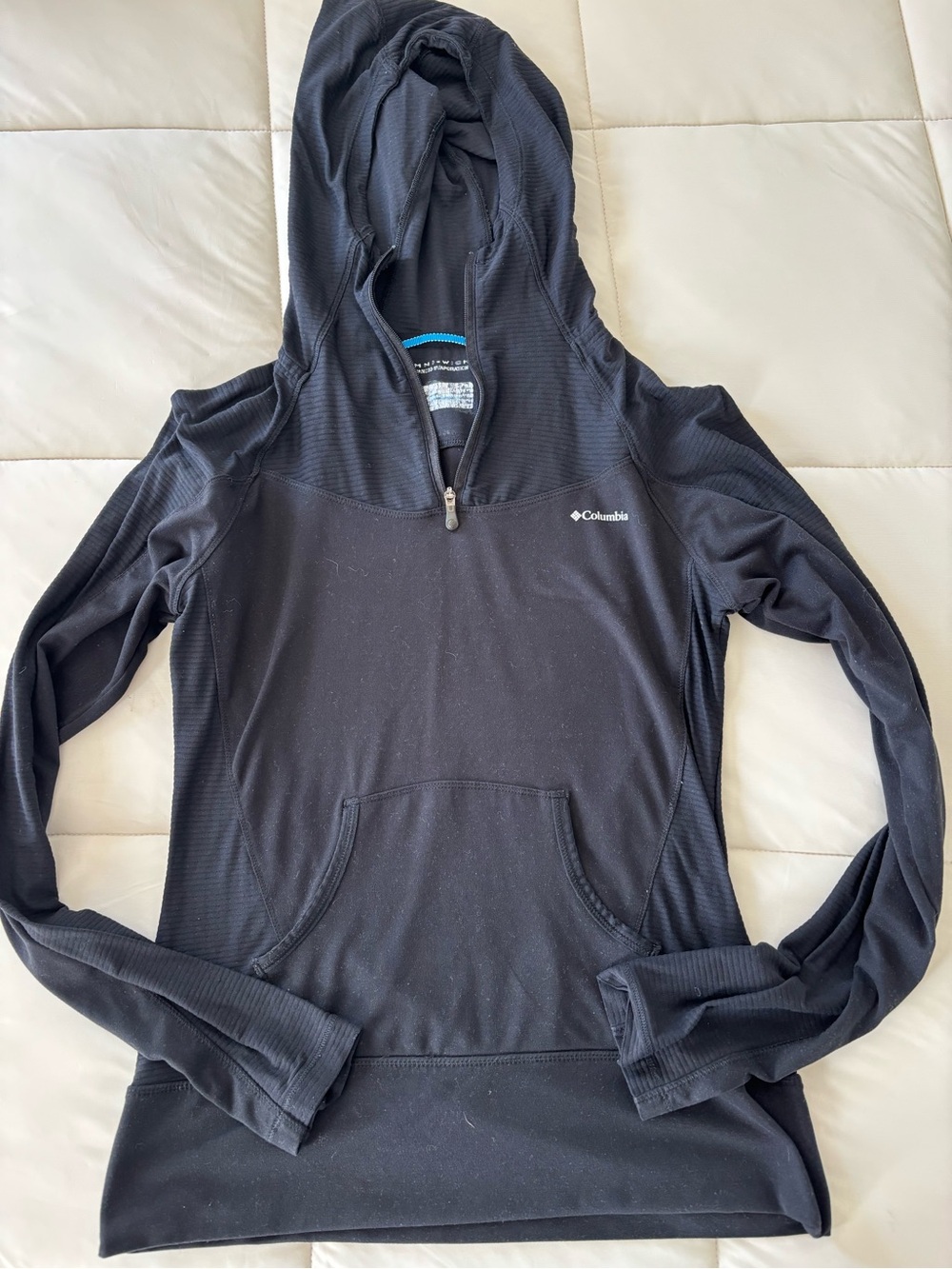 Columbia Black Hooded Half-Zip Pullover with Kangaroo Pocket